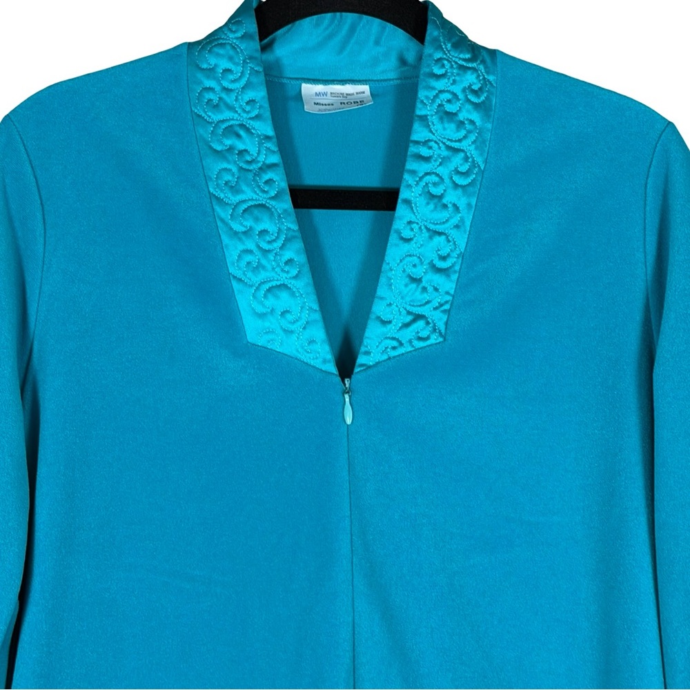 Vintage JCPenny Women’s Sateen Trim 3/4 Zip Short Housecoat Robe Size Small - Picture 3 of 11